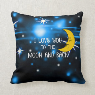 Coussin Je t'aime à la lune et au retour, mec à la lune