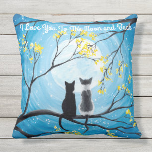 Coussin Je t'aime à la lune et le chat arrière