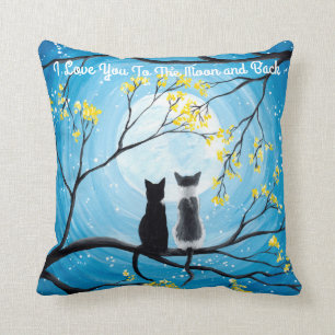 Coussin Je t'aime à la lune et le chat arrière