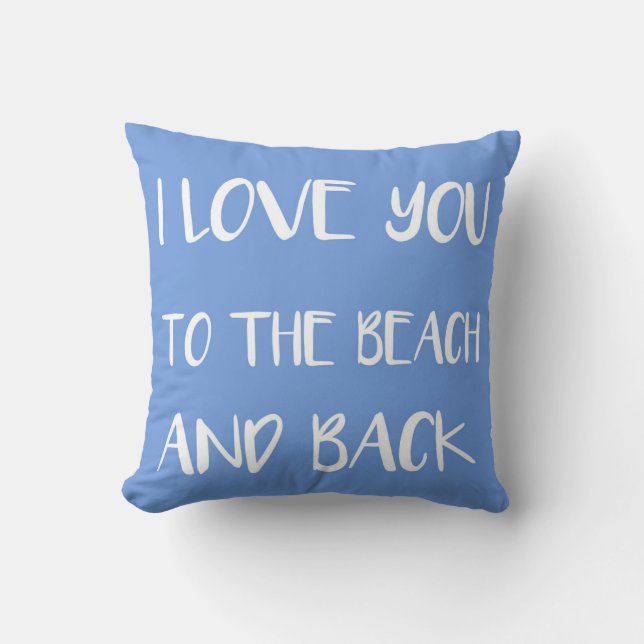 Coussin Je t'aime à la plage et au dos (Recto)