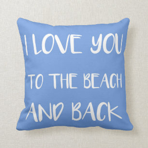 Coussin Je t'aime à la plage et au dos