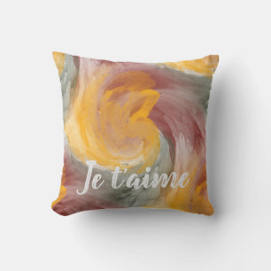 Coussin Je Taime Abstrait Gris Doré