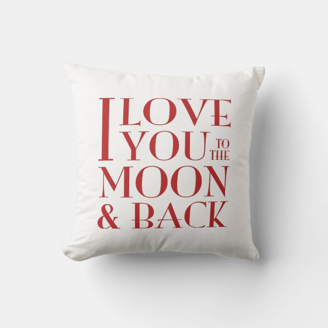Coussin Je t'aime au blanc de lune et de dos (Recto)