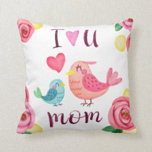 Coussin Je t'aime carreau du jour de mère de maman