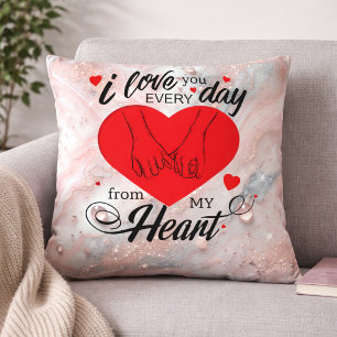 Coussin Je t'aime chaque jour de tout mon cœur Amour roman