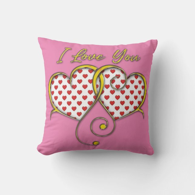 Coussin Je t'aime Concevoir des Coeurs d'Or (Recto)