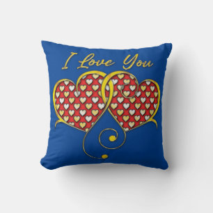 Coussin Je t'aime Concevoir des Coeurs d'Or