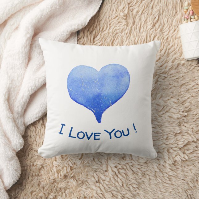 Coussin Je t'aime Cute Blue Heart Valentine (Couverture)
