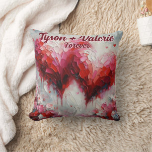 Coussin Je t'aime deux coeurs Abstraits Personnalisés
