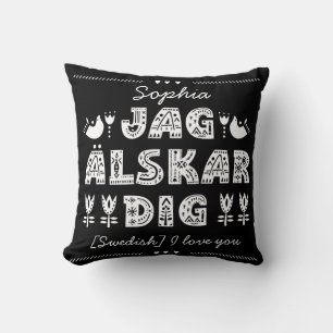 Coussin Je t'aime en suédois - Jag älskar creg