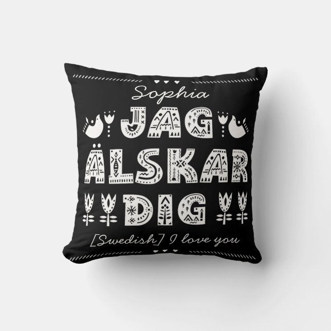Coussin Je t'aime en suédois - Jag älskar creg (Recto)