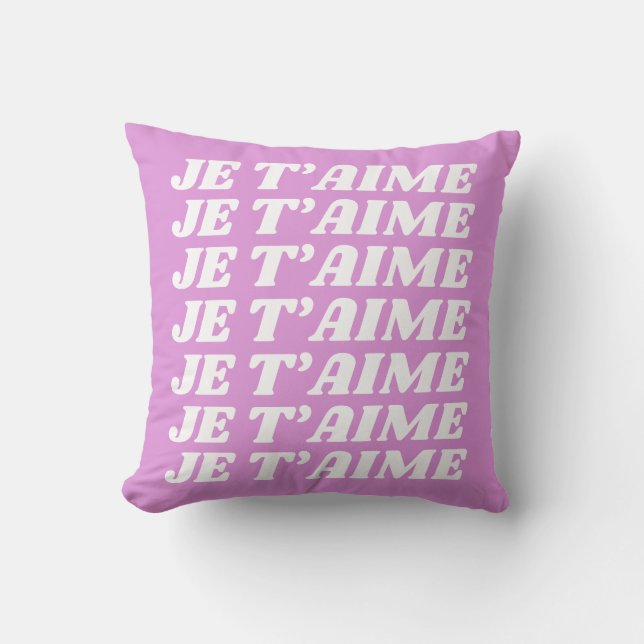 Coussin Je t'aime | Français Je t'aime | Rose violet migno (Recto)