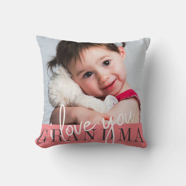 Coussin Je t'aime, grand-mère, photo personnalisée (Recto)