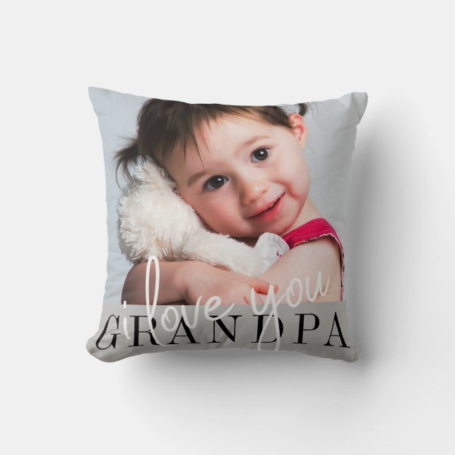 Coussin Je T'Aime Grand-Père Photo personnalisée (Recto)