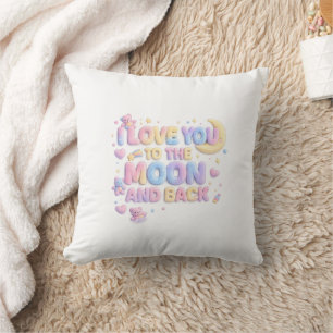 Coussin Je t'aime jusqu'à la Lune et Retour – Ourson paste