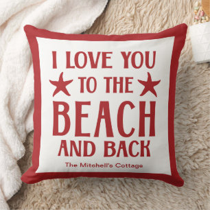 Coussin Je t'aime jusqu'à la plage et retour Été côtier