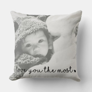 Coussin Je t'aime le plus avec un cœur simple moderne