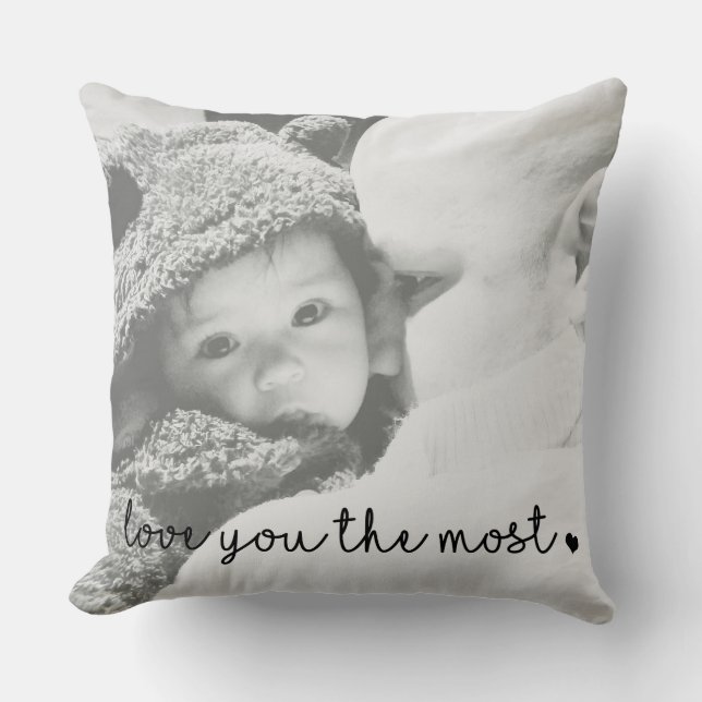 Coussin Je t'aime le plus avec un cœur simple moderne (Recto)