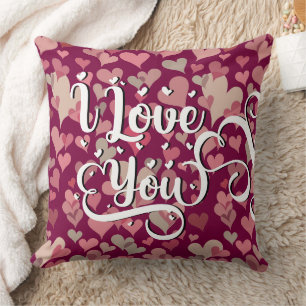 Coussin Je t'aime Moderne mignon rose Motif de coeur fille