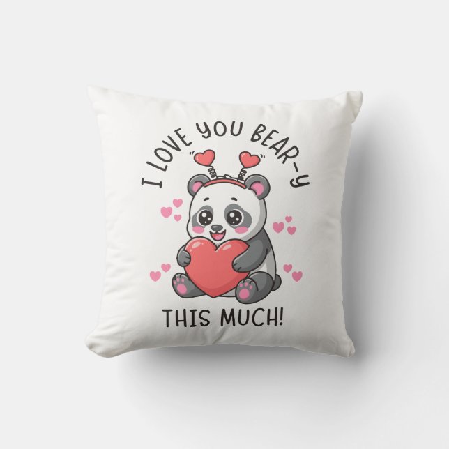 Coussin Je t'aime Ourson autant que ça - Panda de la Saint (Recto)
