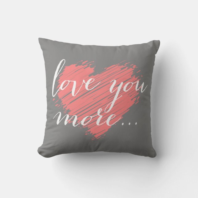 Coussin Je t'aime plus... coeur rose (Recto)
