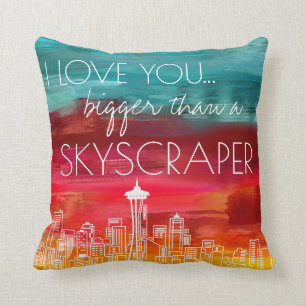 Coussin Je t'aime plus grand qu'un gratte-ciel Seattle