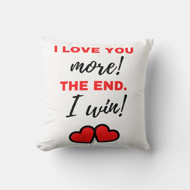 Coussin Je T'Aime Plus ! La fin. J'ai gagné ! Noir (Recto)