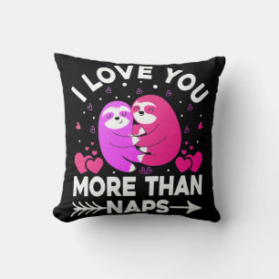 Coussin Je t'aime plus que les siestes Paresseux roses et