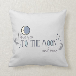 Coussin Je t'aime sur la Lune et de retour