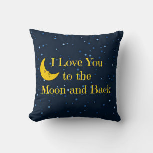 Coussin Je t'aime sur la Lune et de retour