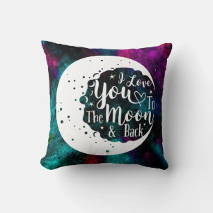 Coussin Je t'aime sur la lune et de retour -