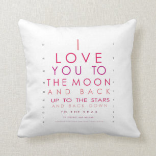 Coussin Je t'aime sur la Lune et de retour
