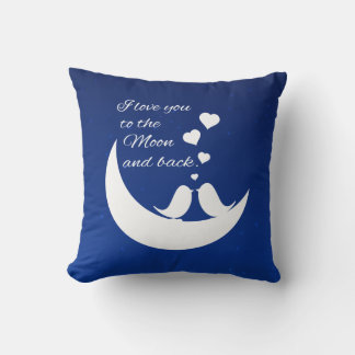 Coussin Je t'aime sur la Lune et de retour
