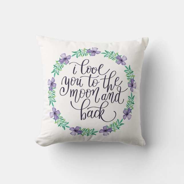 Coussin Je t'aime sur la lune et le dos (Recto)