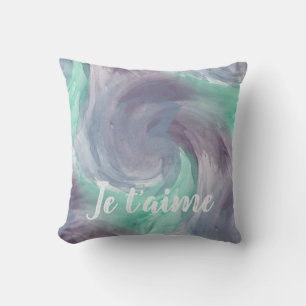 Coussin Je Taime Teal Lavender Abstrait