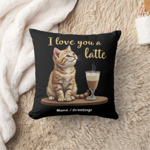 Coussin Je t'aime un Latte : Cute jeu de mots de café de l