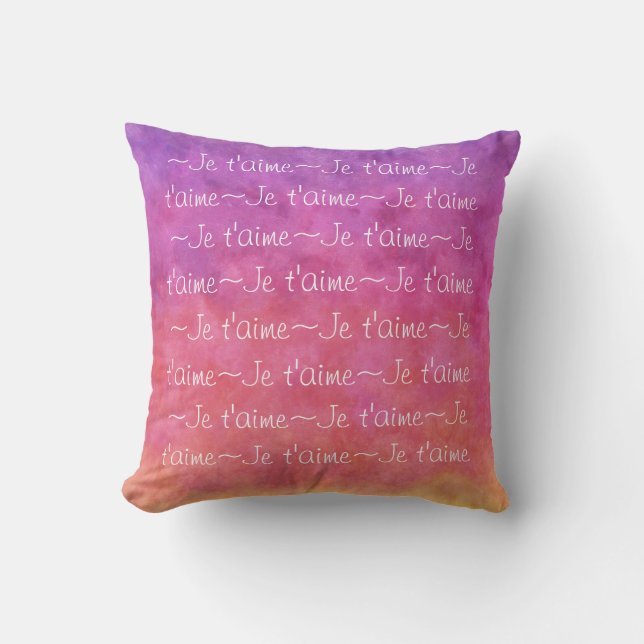 Coussin Je t'aime white HEARTS on PURPLE ROSE (Recto)