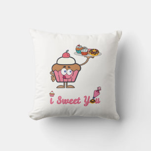 Coussin Je te suce avec un gâteau