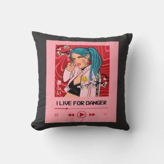 Coussin Je Vis Pour Danger - Design Anime Pour L'Amoureux