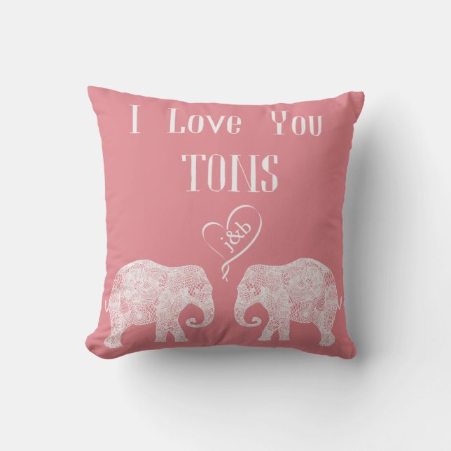 Coussin JE VOUS AIME TONS/Elephant Art/Mariage Personnalis (Recto)
