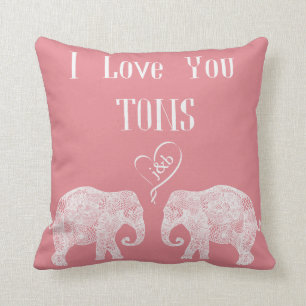 Coussin JE VOUS AIME TONS/Elephant Art/Mariage Personnalis