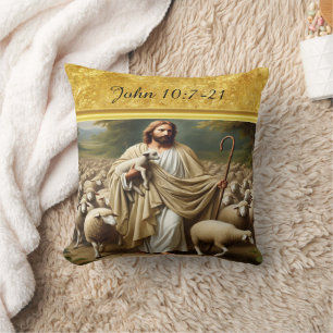 Coussin Jean 10:7 Bon Pasteur Design Or