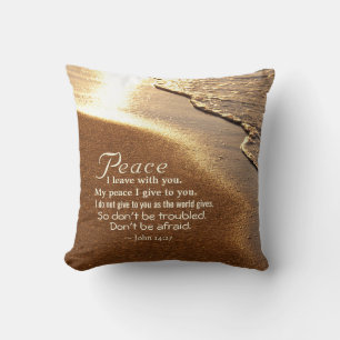 Coussin Jean 14:27 Jésus dit : "Paix, je pars avec toi,"