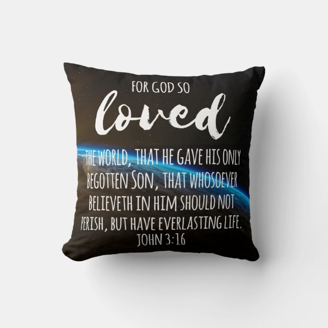 Coussin Jean 3:16 Bible Verse Christian (Recto)