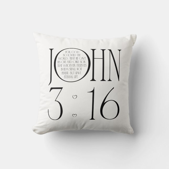 Coussin Jean 3:16 Verset de la Bible (Recto)