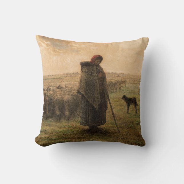 Coussin Jean-Francois Millet - Berger et troupeau 1865 (Recto)