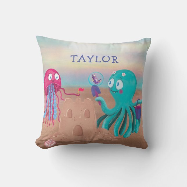 Coussin Jellyfish & Octopus Cartoon Jeu d'oreiller (Recto)