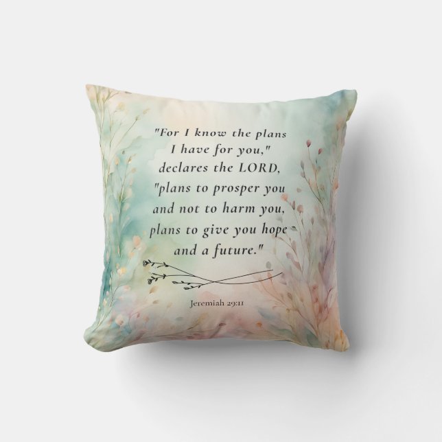 Coussin Jérémie 29:11 Image de verset biblique (Recto)