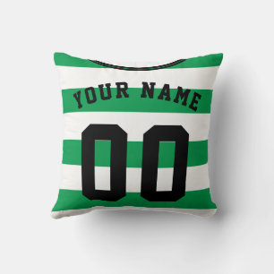 Coussin Jersey Football Football Stripes Vert & Blanc