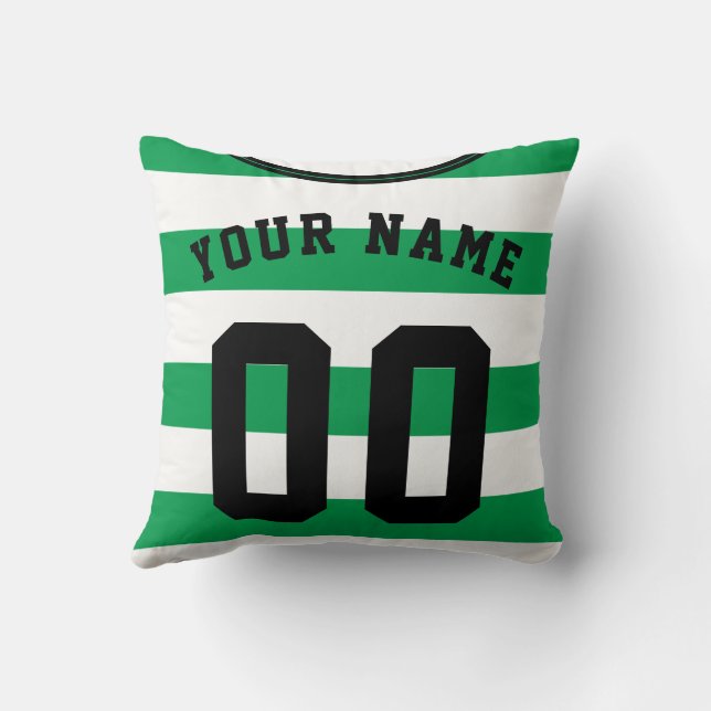 Coussin Jersey Football Football Stripes Vert & Blanc (Verso)